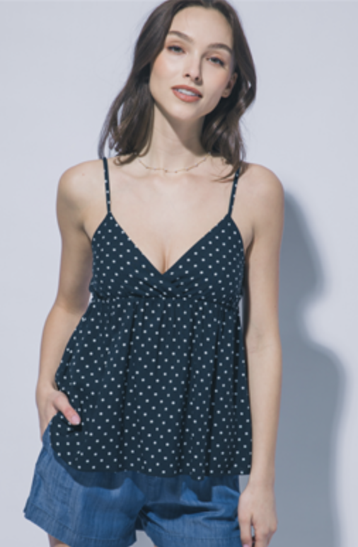 NAVY POLKA DOT TANK
