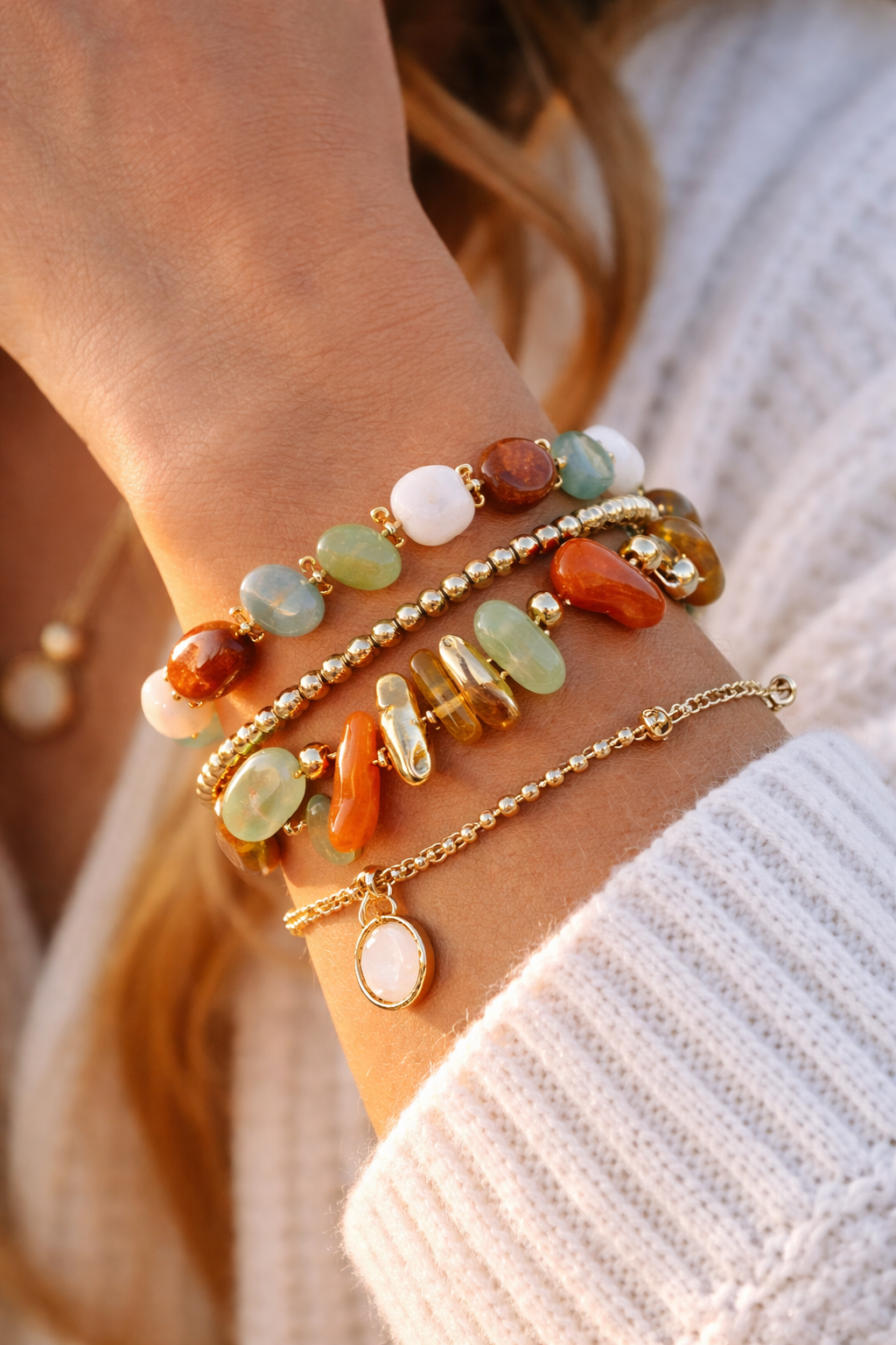 Colorful Gold-Plated Gem Bracelet