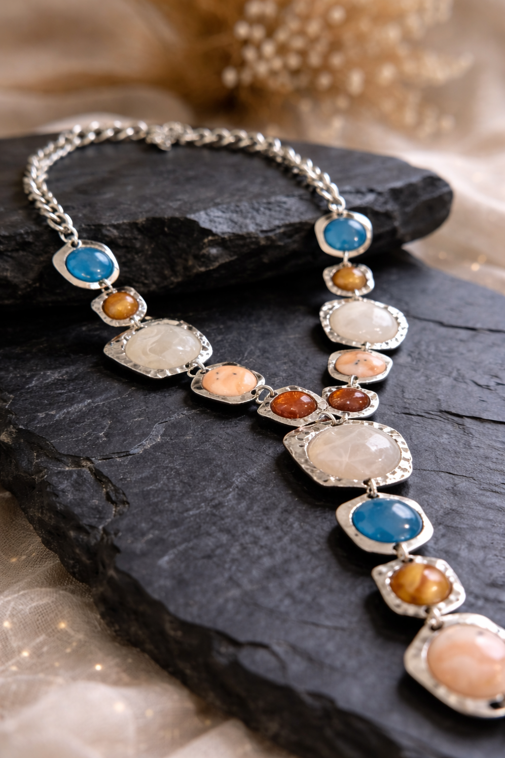 Silver Multi-Stone Necklace