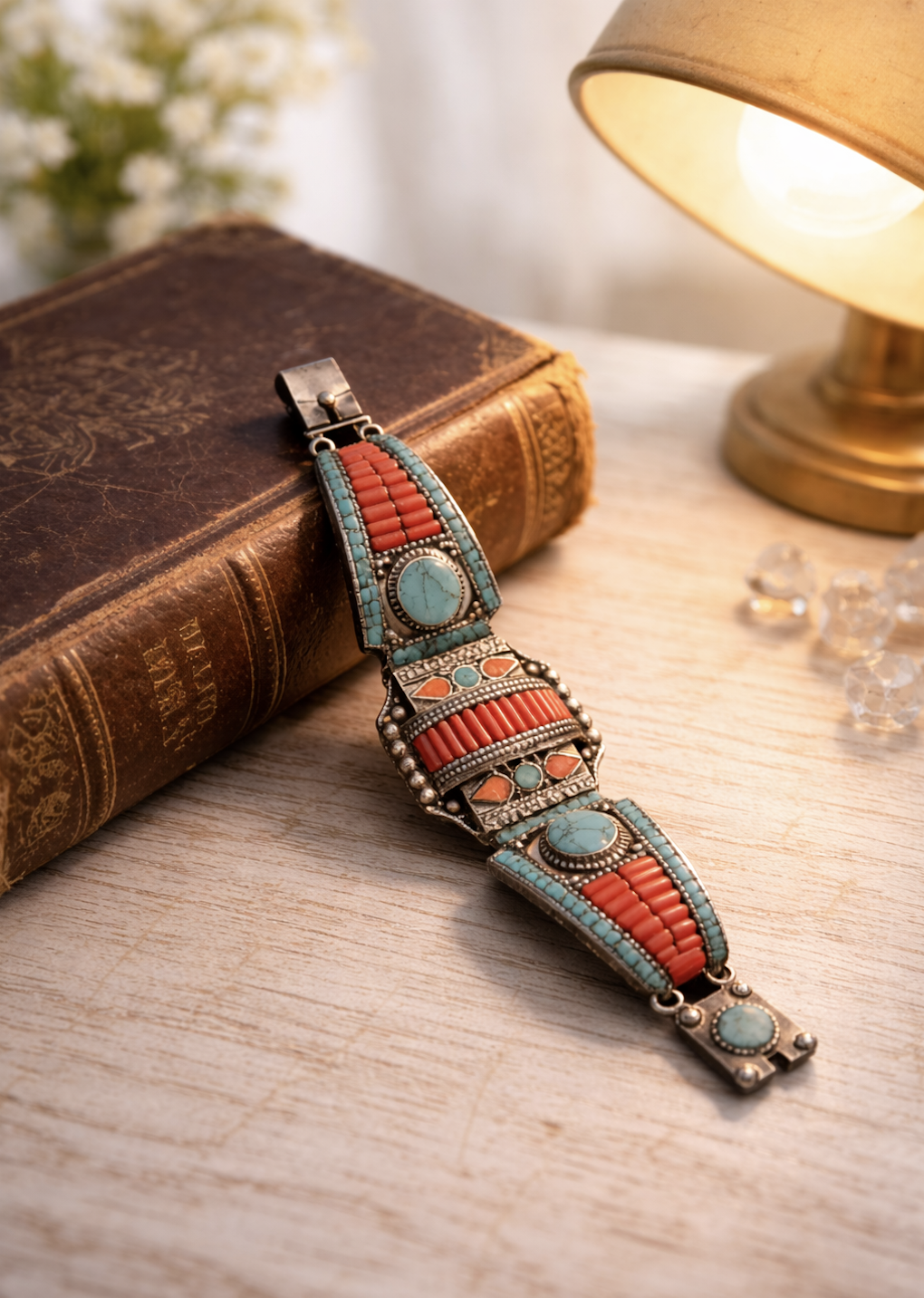 Tibetan Coral and Turquoise Bracelet
