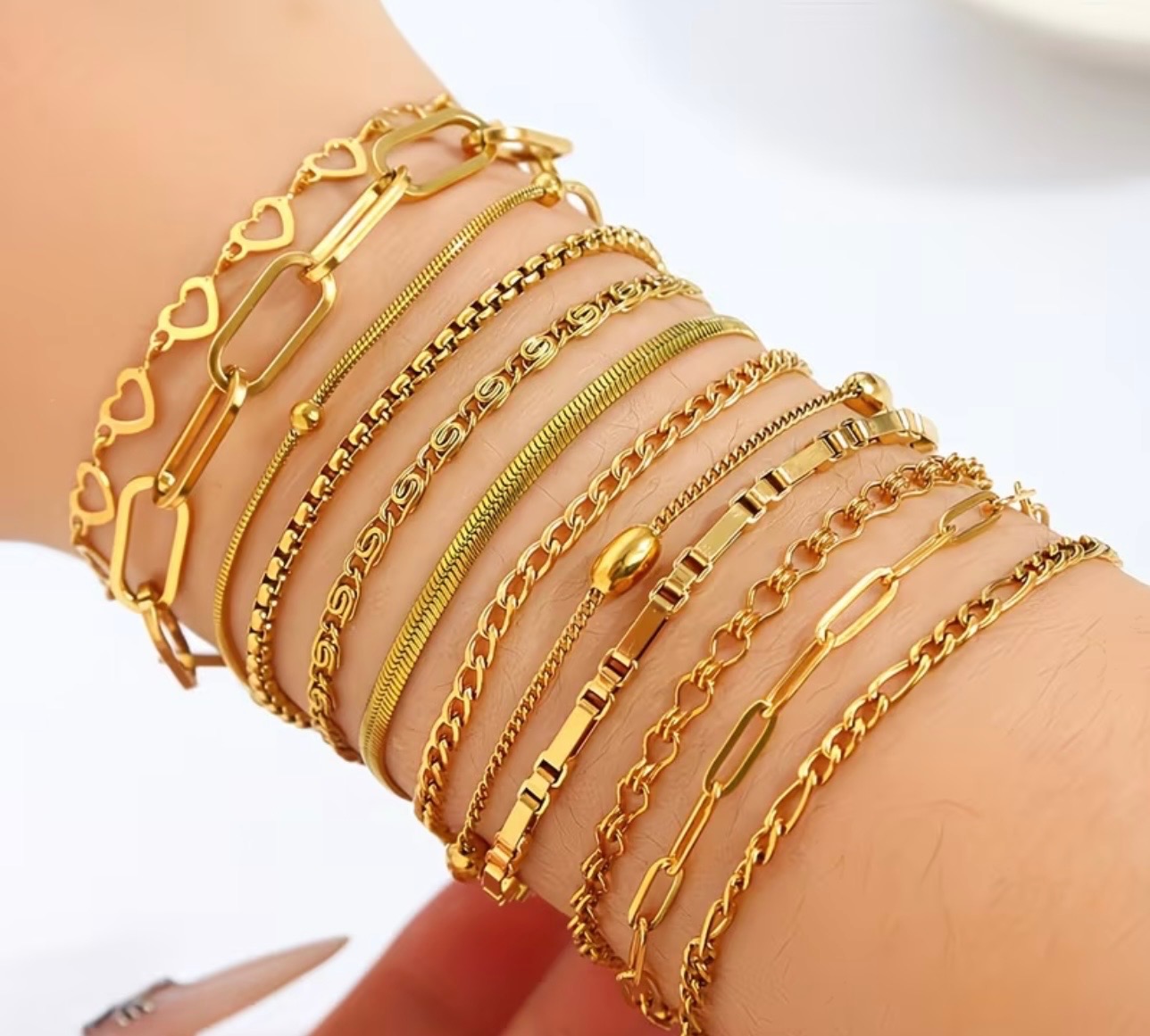 10pcs Fashionable Women's Stainless Steel Bracelet Non Fading